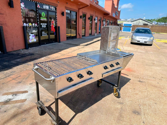 24" Asador, 24" Plancha, Trompo de Gas Propano