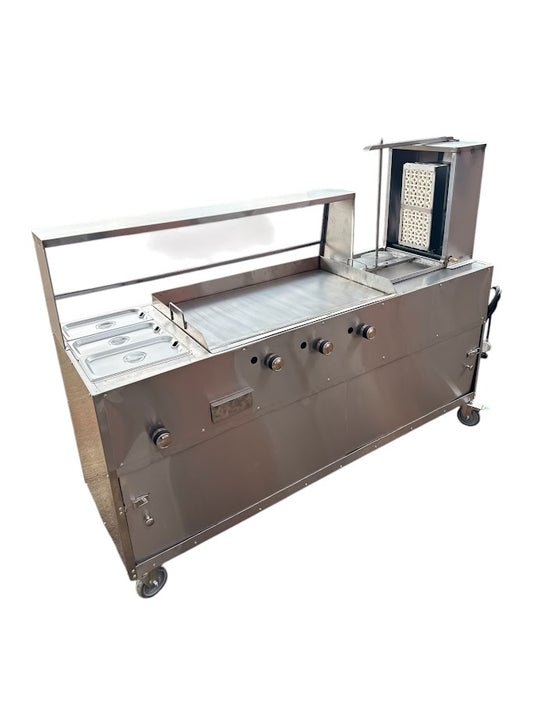 Taco Cart, Steamer, 36" Griddle, Shawarma w/ 8 Bricks