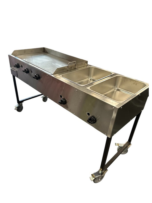 Catering Cart 36" Griddle, 2 Steamers Plancha 36" Doble Vaporera