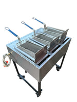 Freidora Con tres Canastas Acero Inoxidable.