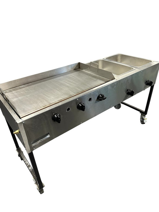 Catering Cart 36" Griddle, 2 Steamers Plancha 36" Doble Vaporera