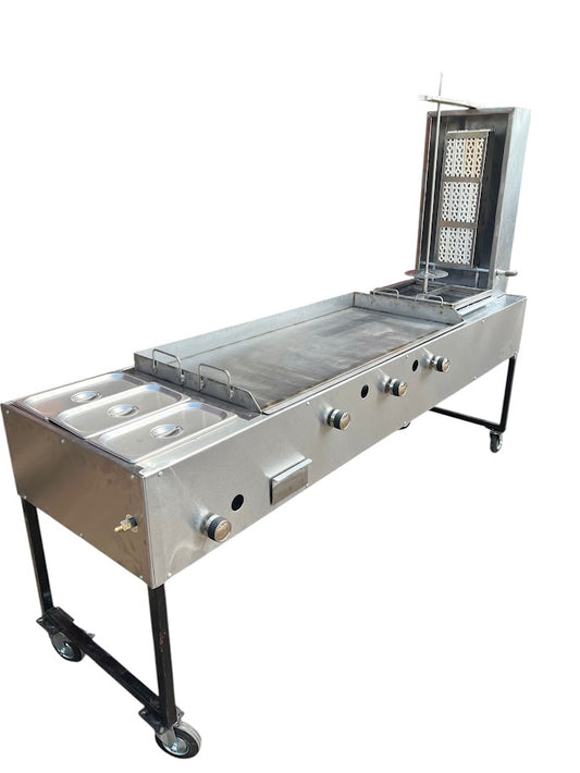 Steamer, 48" Flattop, 12 brick Shawarma