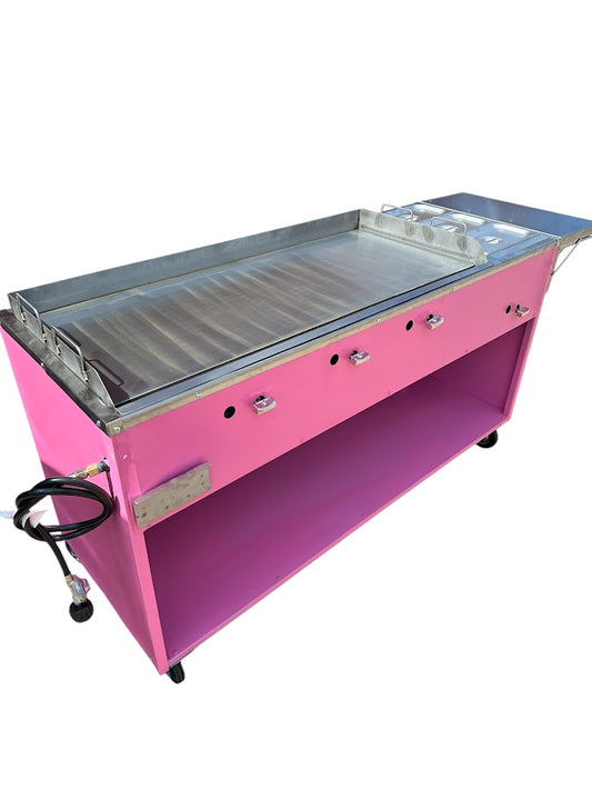 Carrito Taquero Plancha de 48", Vaporera, Mesa, Forrado de 3 lados