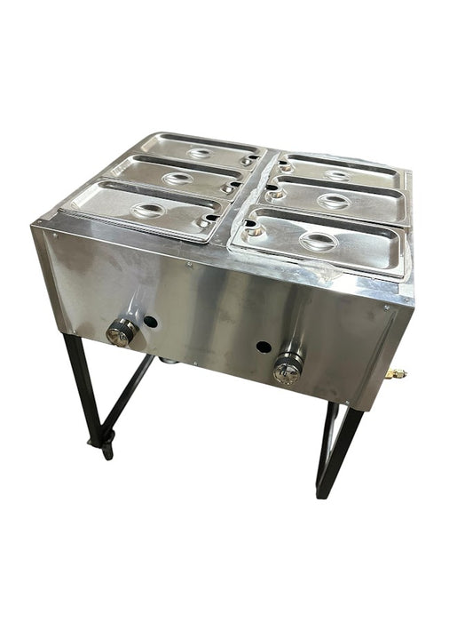 Steam Table, Vaporera con 6 compartimientos