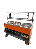 Carrito para pollo con papas dos charolas y asador