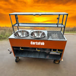 Carrito para pollo con papas dos charolas y asador